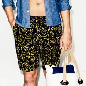 Club Monaco Black and Yellow Patterned Swim Shorts